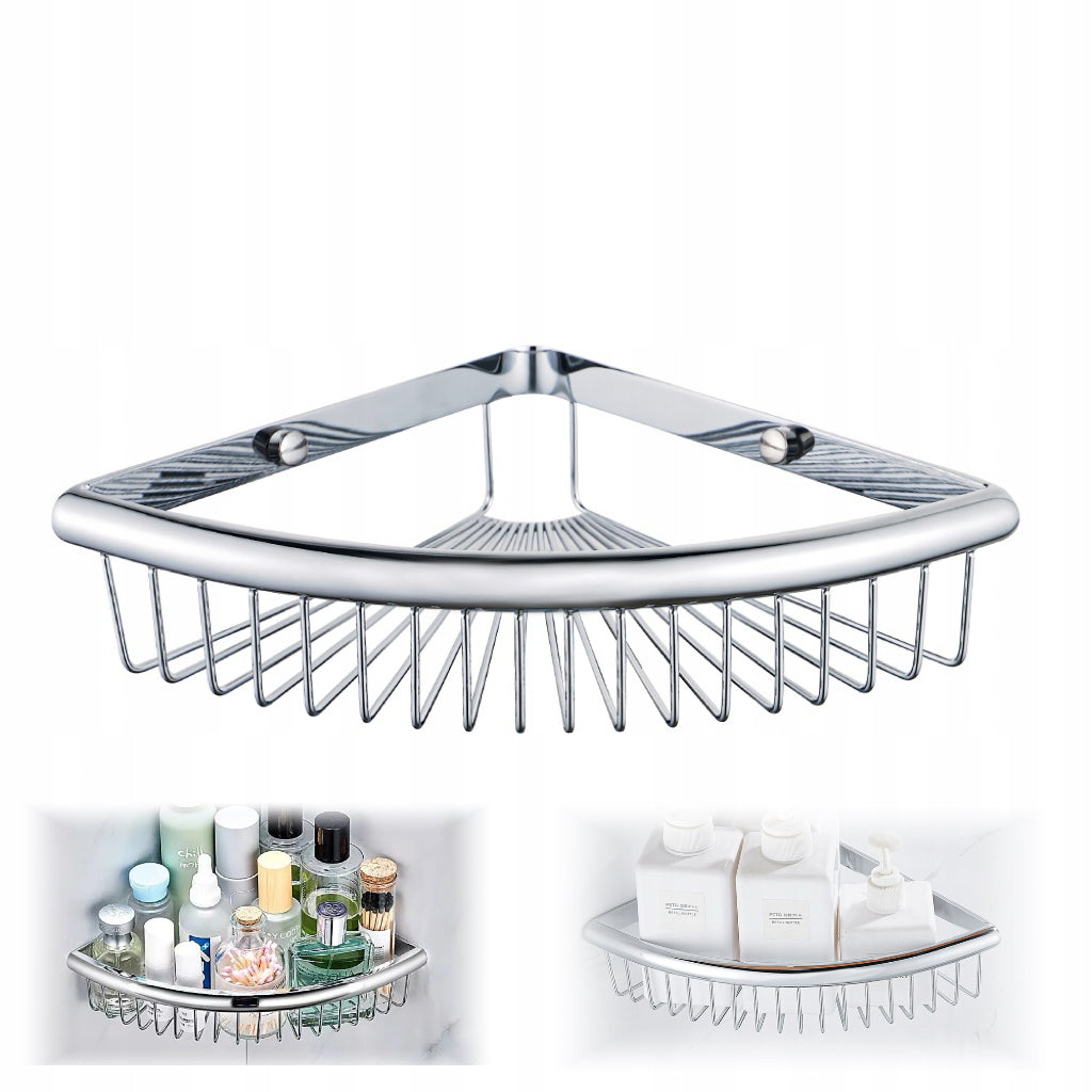 Corner Bathroom Shower Shelf, Silver, Stainless Steel, Strong