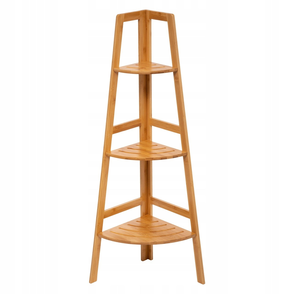 Corner Standing Bookcase 3x Bamboo Shelves With Cosmetic Shelves Cabinet Post