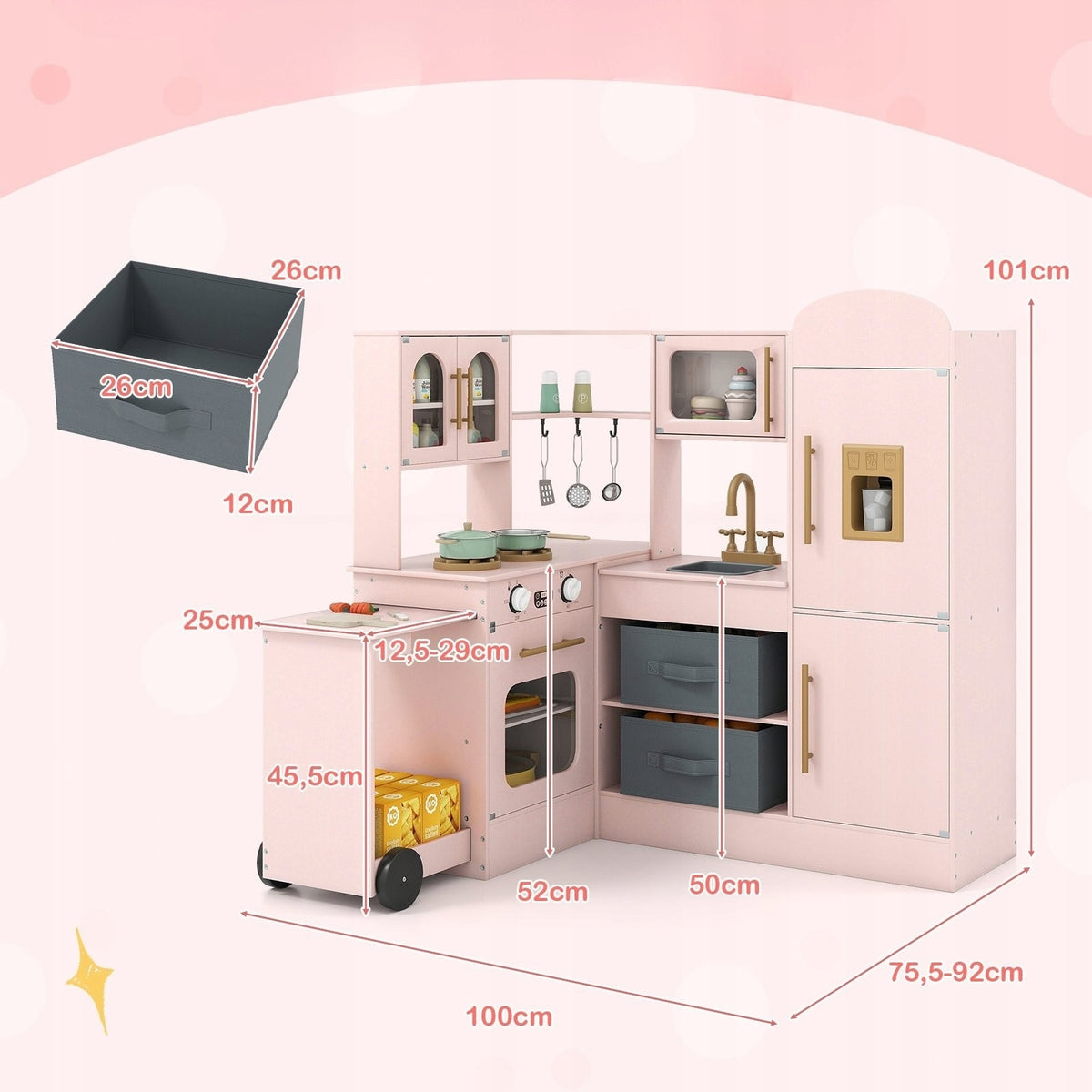 Corner children's kitchen with sound effects Children's kitchen Brand Costway