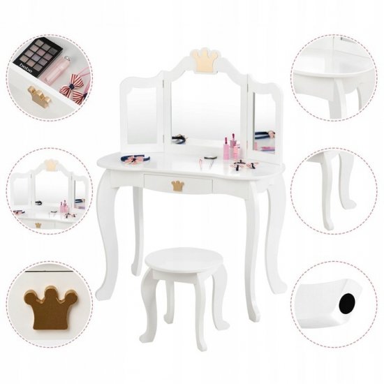 Cosmetic Dressing Table Children's Desk with Mirror and Stool PINK Manufacturer code HW65299PI
