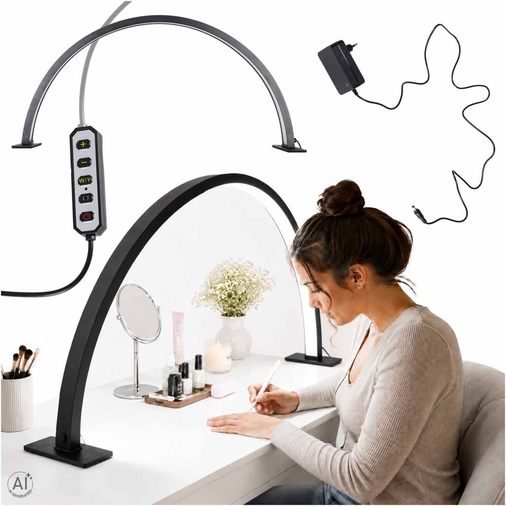 Cosmetic Lamp LED Shadowless Desk for Nail Manicure Bow Black
