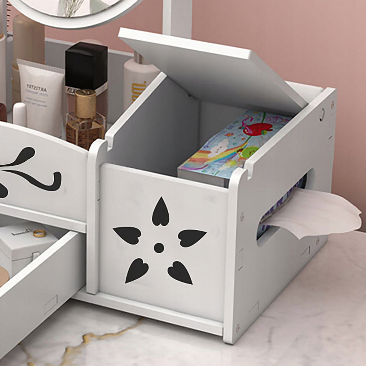Cosmetic Organizer Box Container Jewelry Dressing Table for Children Brand no brand