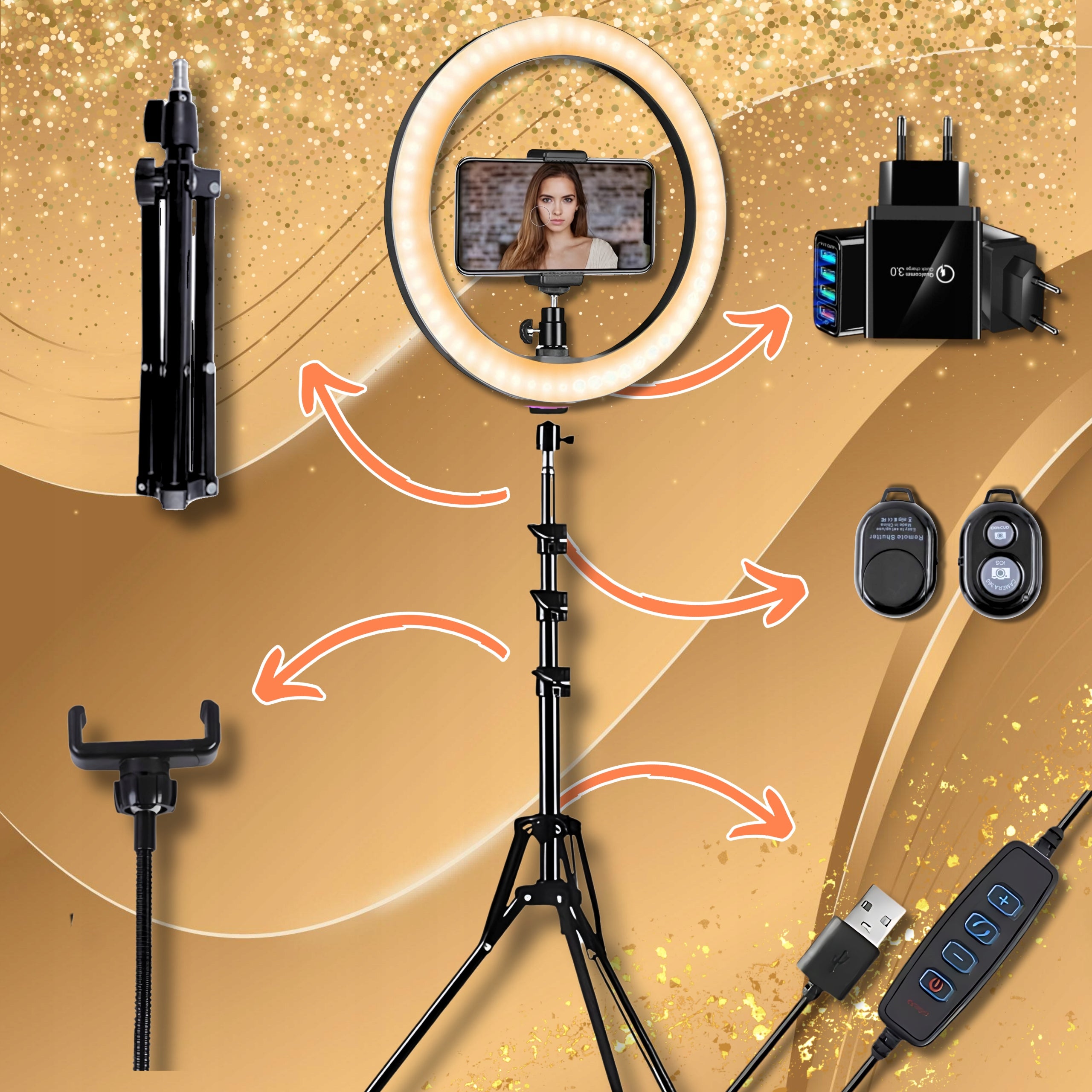 Cosmetic Ring Lamp 26cm Led Tripod Eyelash Makeup Remote Control Packaging status original