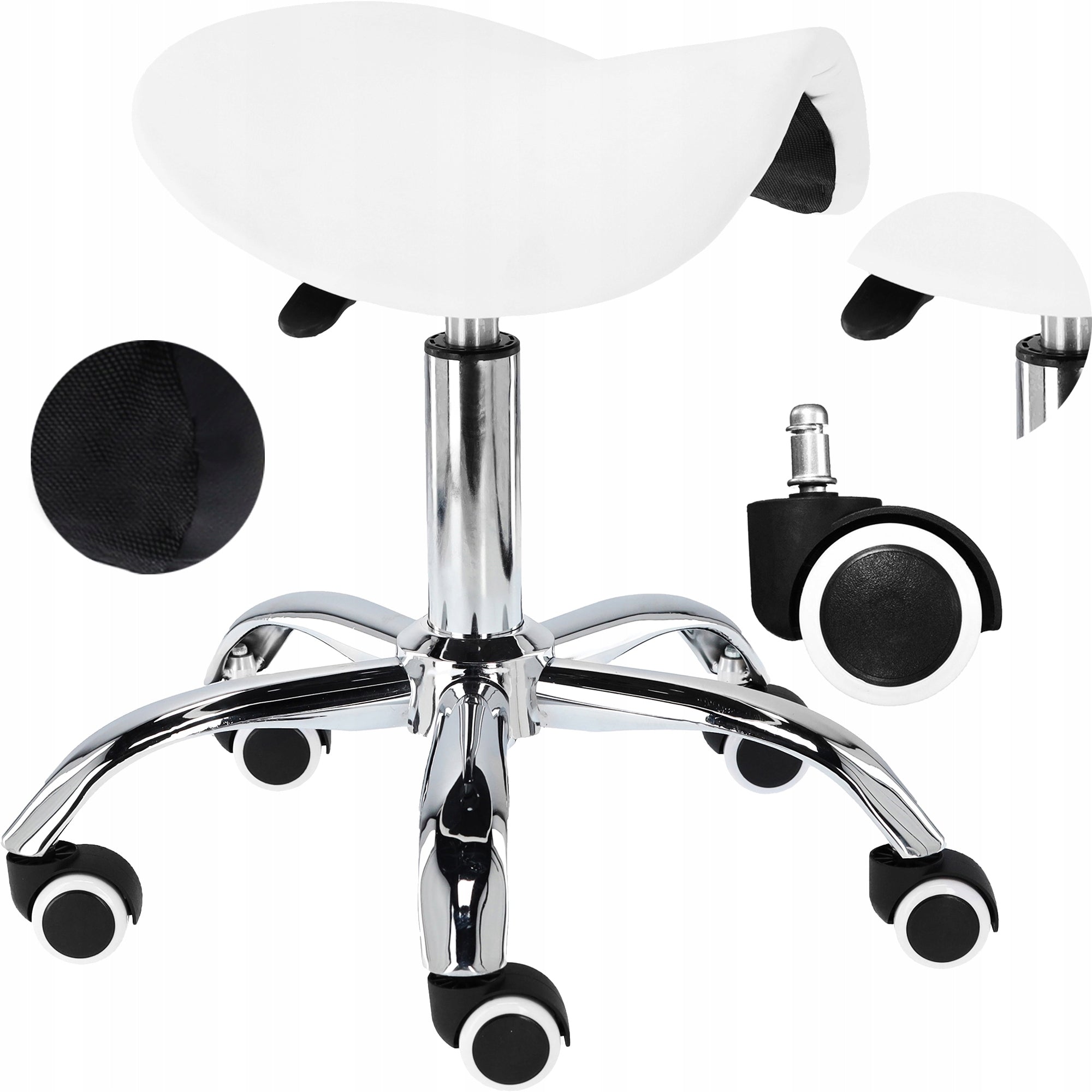 Cosmetic Stool Hairdressing Chair SPA Hoker Saddle Mobile White Packaging status original