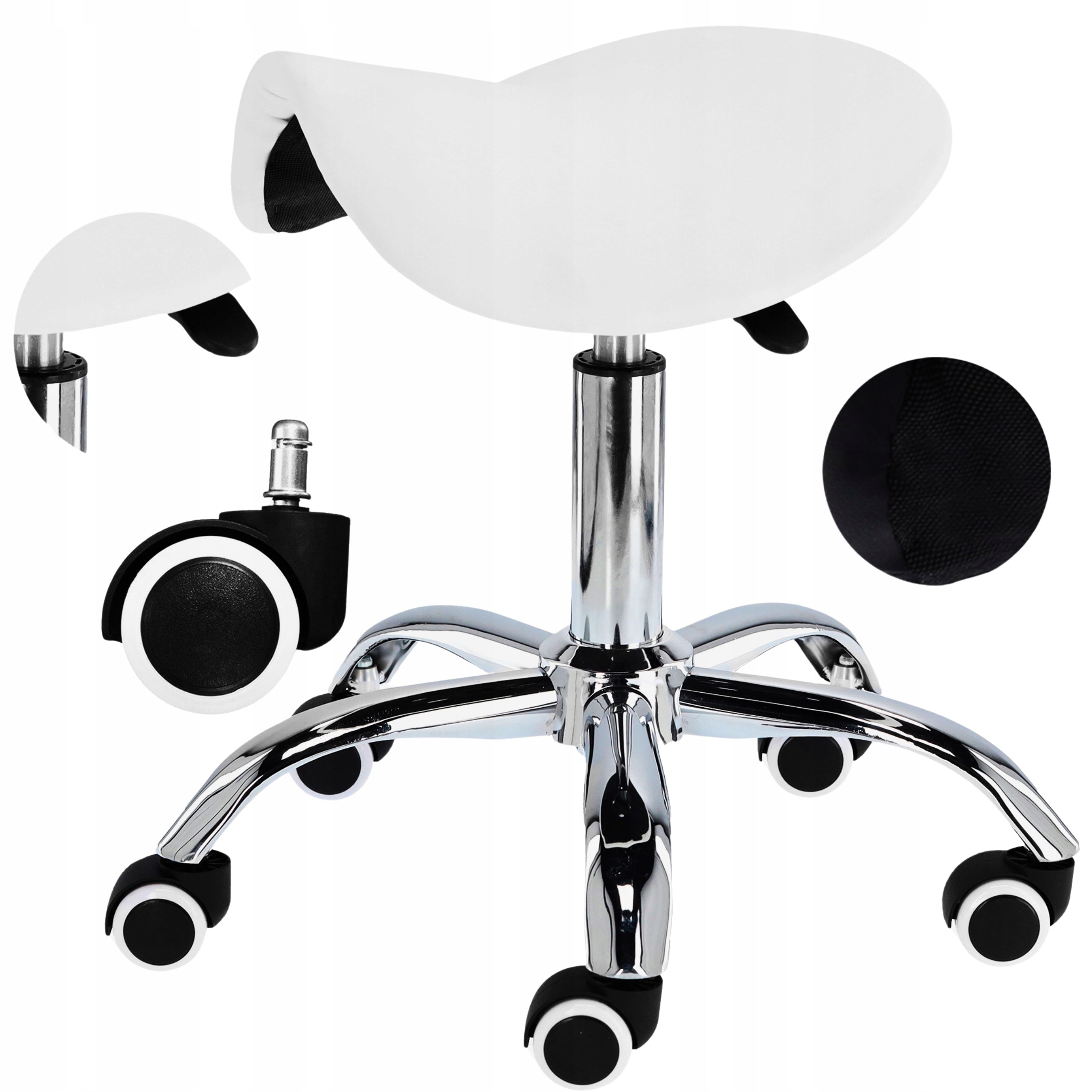 Cosmetic Stool Hairdressing Chair SPA Hoker Saddle Mobile White