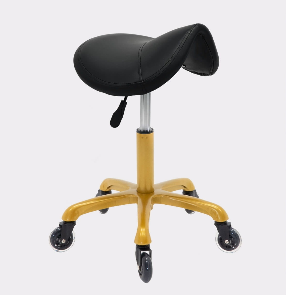 Cosmetic Stool Hairdressing Saddle Chair Rodeo Hoker Black Gold Upholstery color black