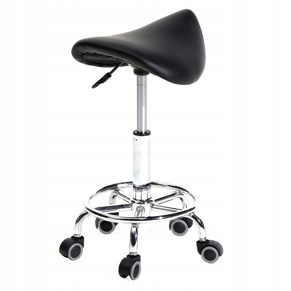 Cosmetic Stool Mobile Hoker Rotary Adjustable Saddle Black