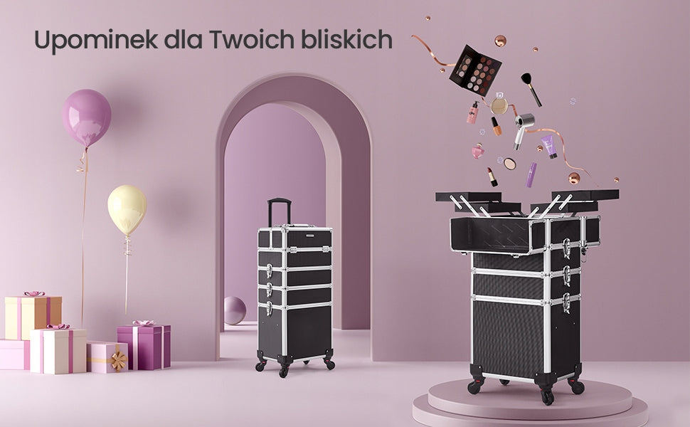 Cosmetic Suitcase 4-Tier Mobile Case on Wheels Packaging status original