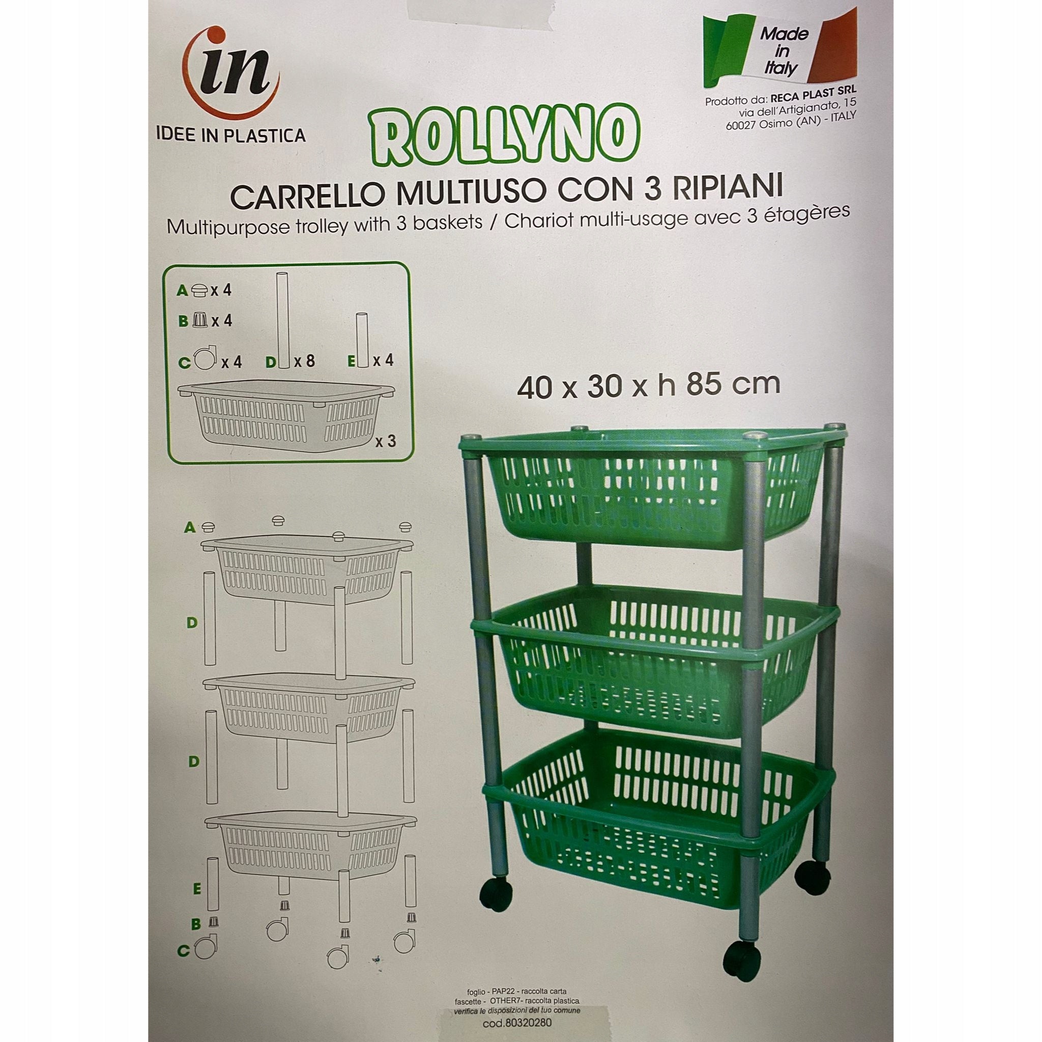 Cosmetic bathroom rack 3x shelf product ITALIAN 30 x 40 x 62 cm Manufacturer code 9019007BM5