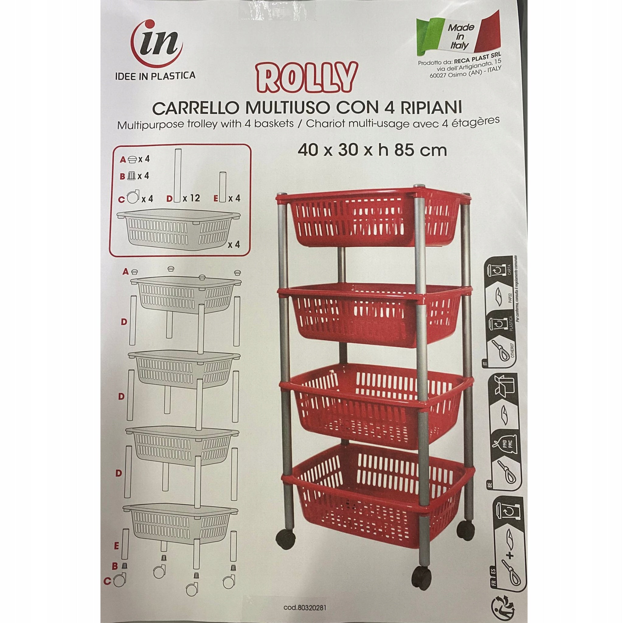 Cosmetic bathroom rack 4x shelf product ITALIAN 30 x 40 x 85 cm Manufacturer code 9019006BM23