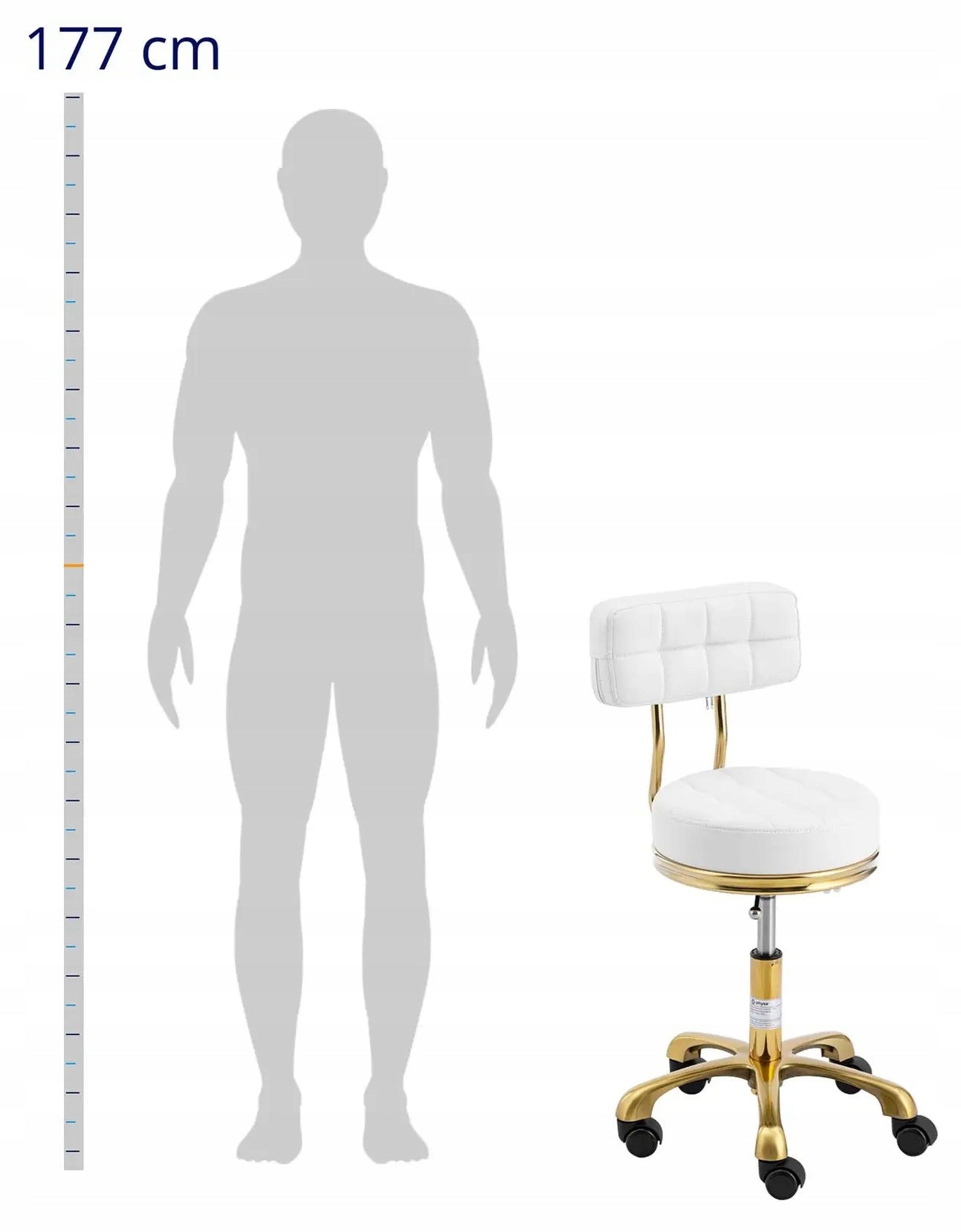 Cosmetic chair on wheels 47-61cm 150kg PHYSA PHYSA GELA WHITE Manufacturer code PHYSA GELA WHITE