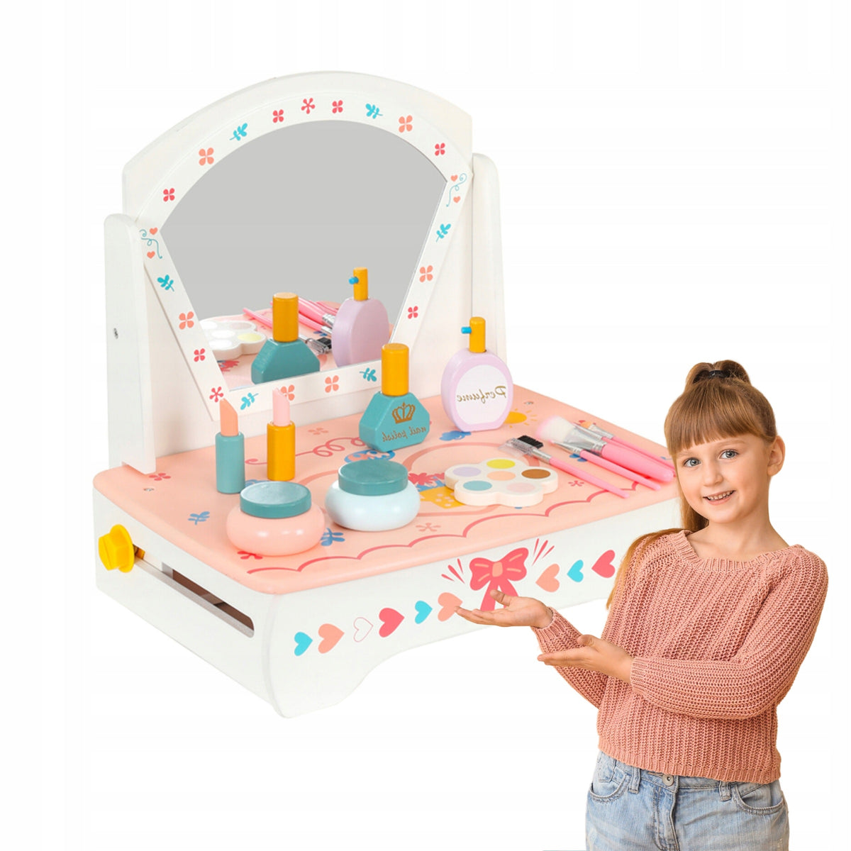 Cosmetic dressing table with mirror for children wooden for the youngest AGA