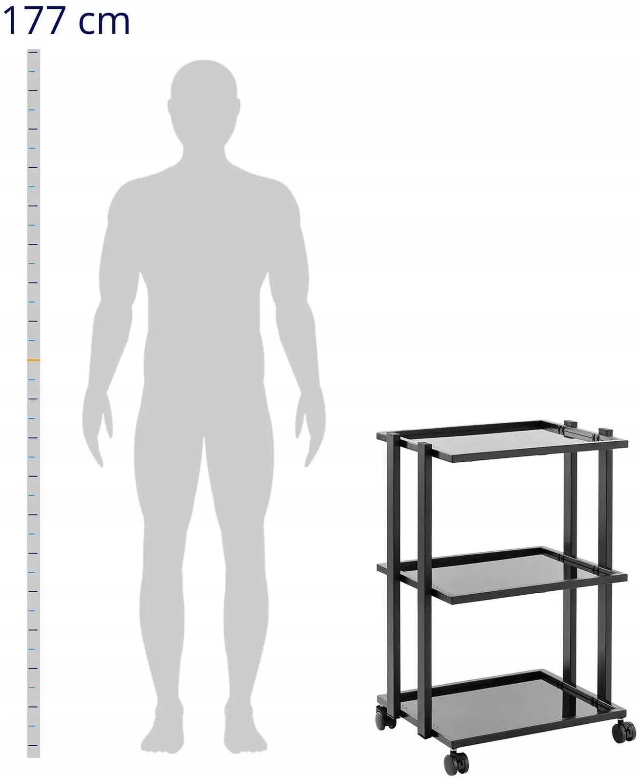 Cosmetic helper 3 glass shelves max. 60kg black PHYSA PHYSA CT-15 Packaging status original