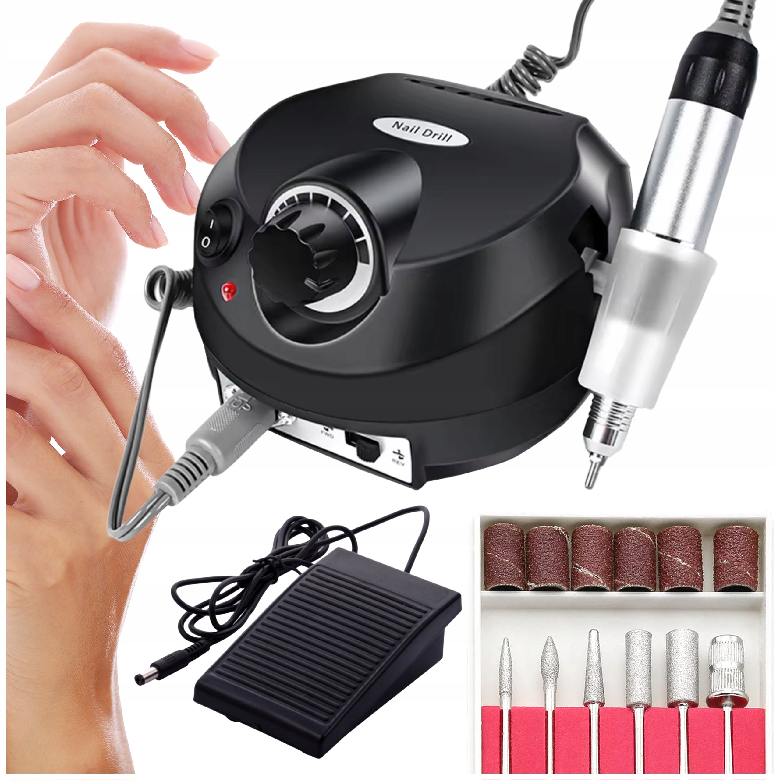Cosmetic milling machine DM-202 for manicure and pedicure 65W - Black Brand Lewer