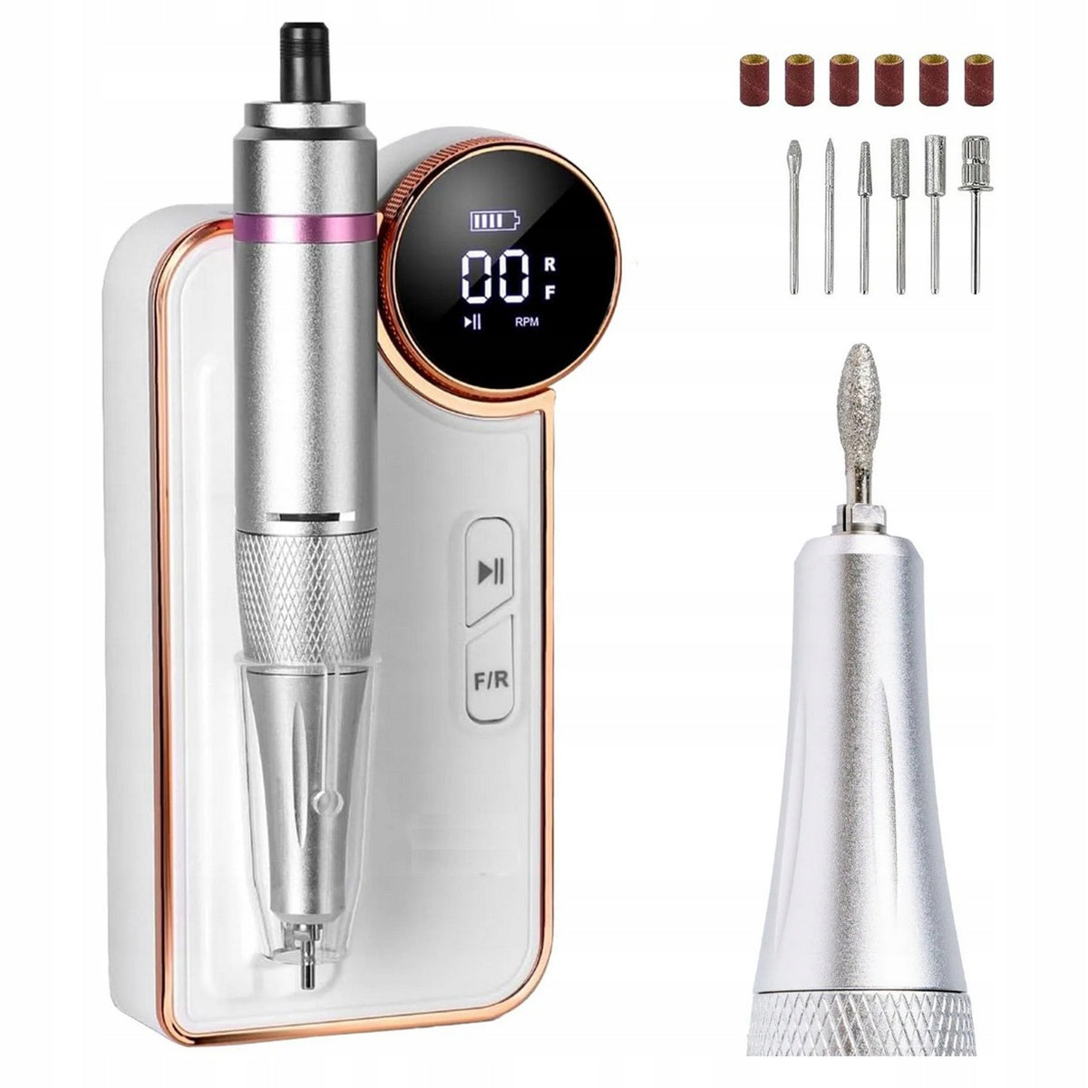 Cosmetic nail milling machine manicure pedicure WIRELESS + CUTTERS