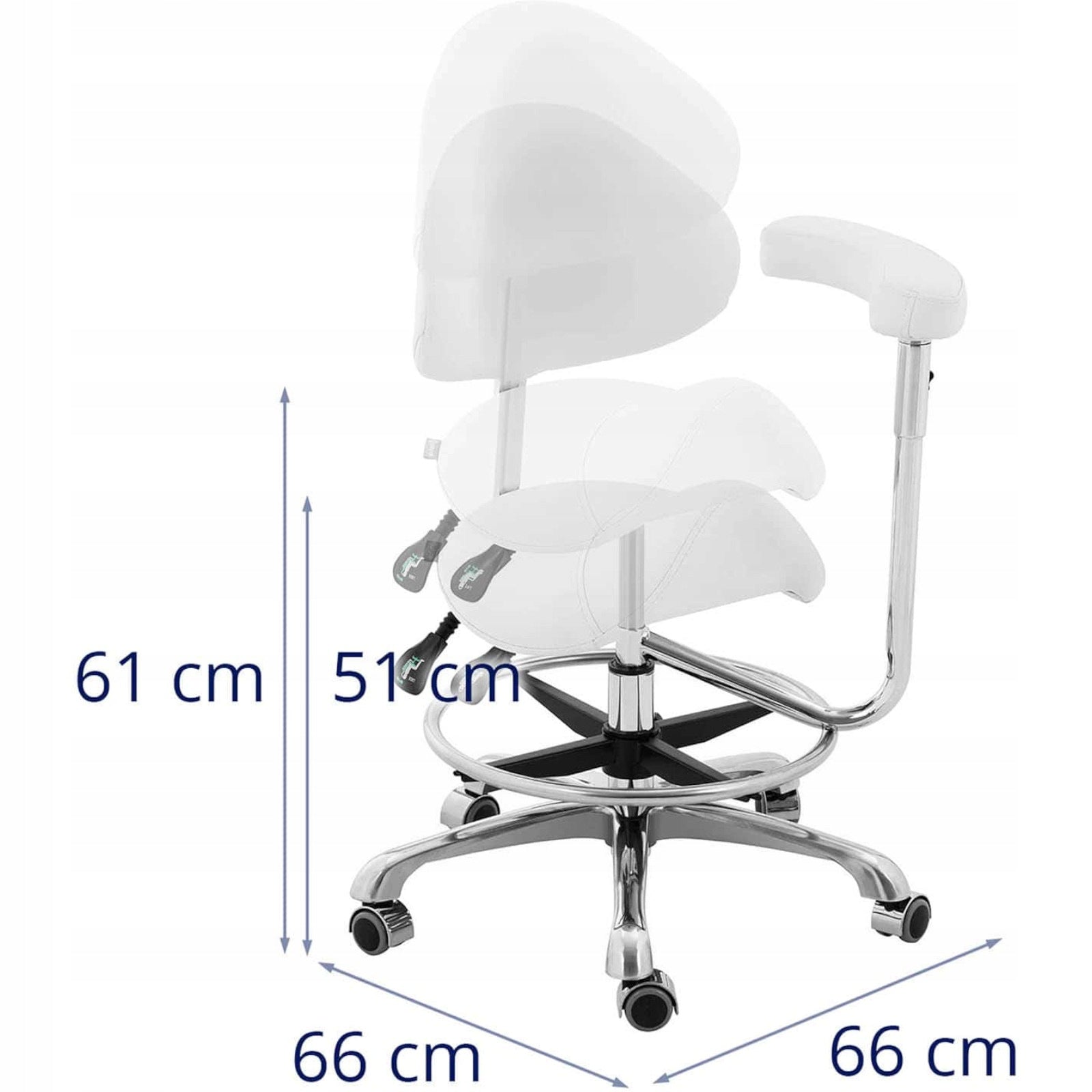 Cosmetic saddle chair with armrest backrest adjustable WUPPERTA