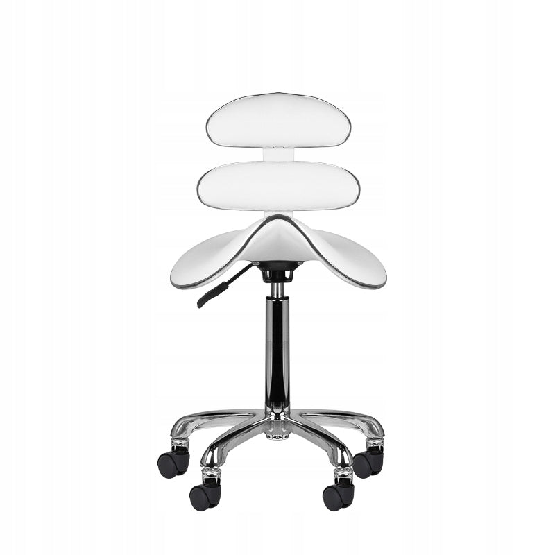 Cosmetic stool AM-880 white with ergonomic backrest and wheels Packaging status original