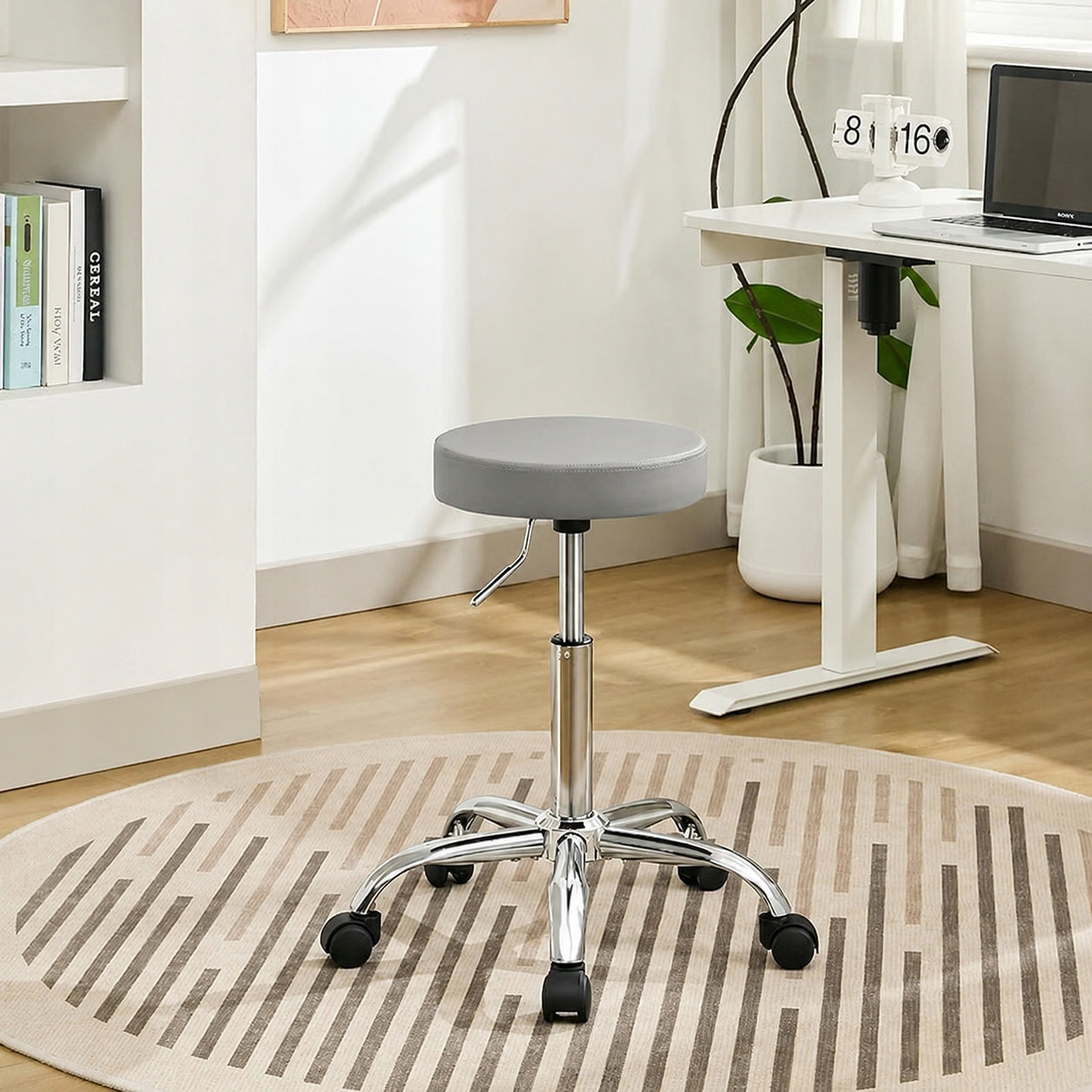 Cosmetic stool adjustable 54-72 cm armchair office chair round grey