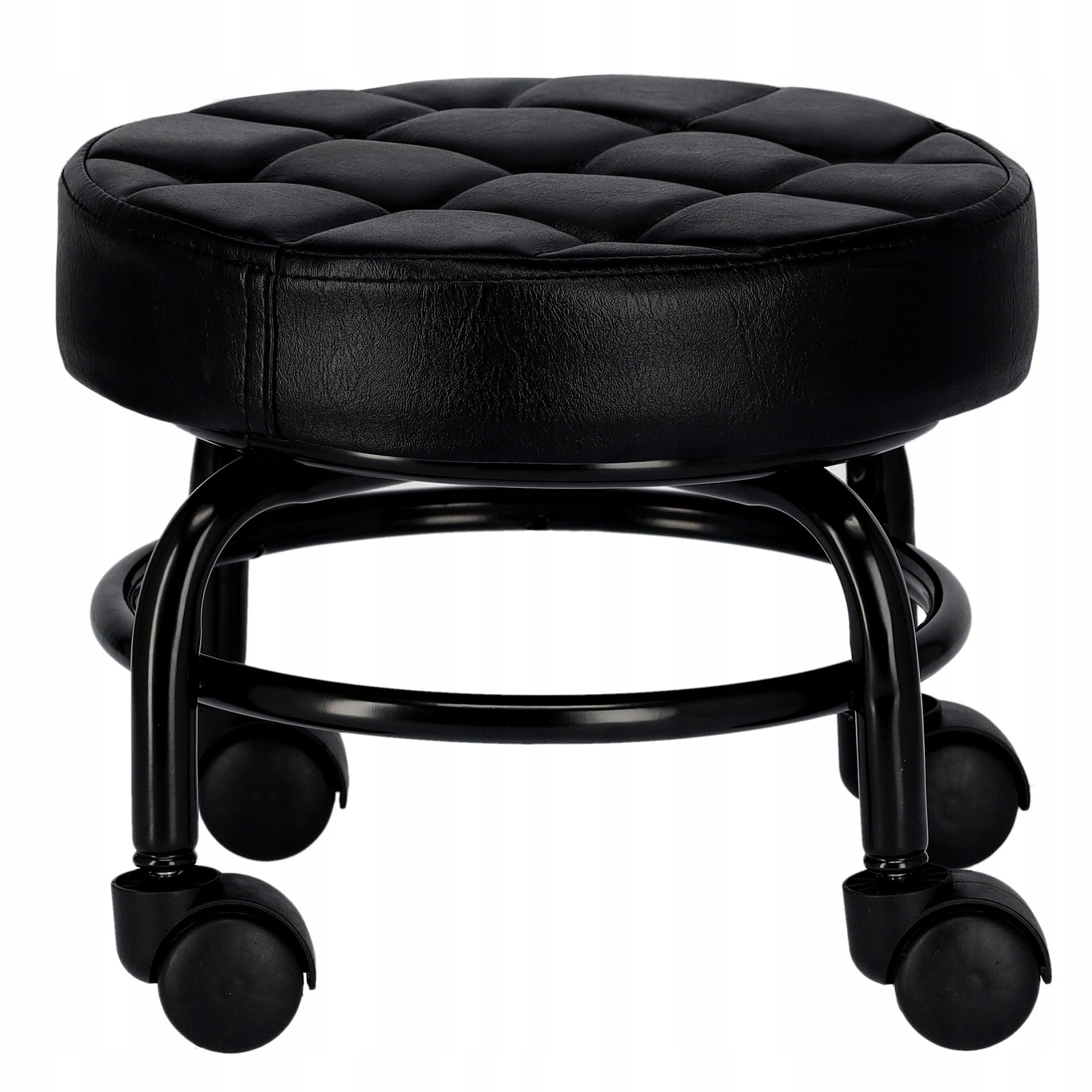 Cosmetic stool on wheels rotating pedicure for beauty salon Upholstery color black
