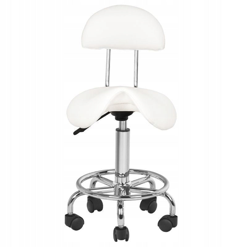Cosmetic stool with backrest white Model 11