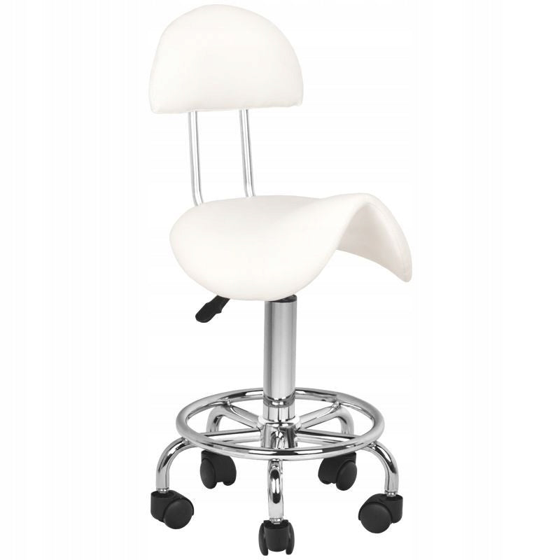 Cosmetic stool with backrest white