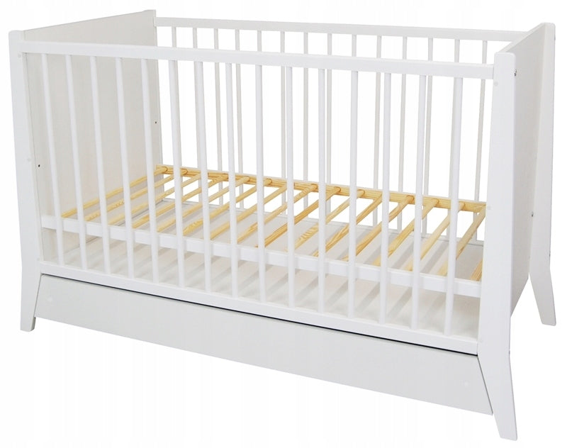 Cosmo Baby Crib with Drawer Teethers 120x60 White Pine Wood Medical device no