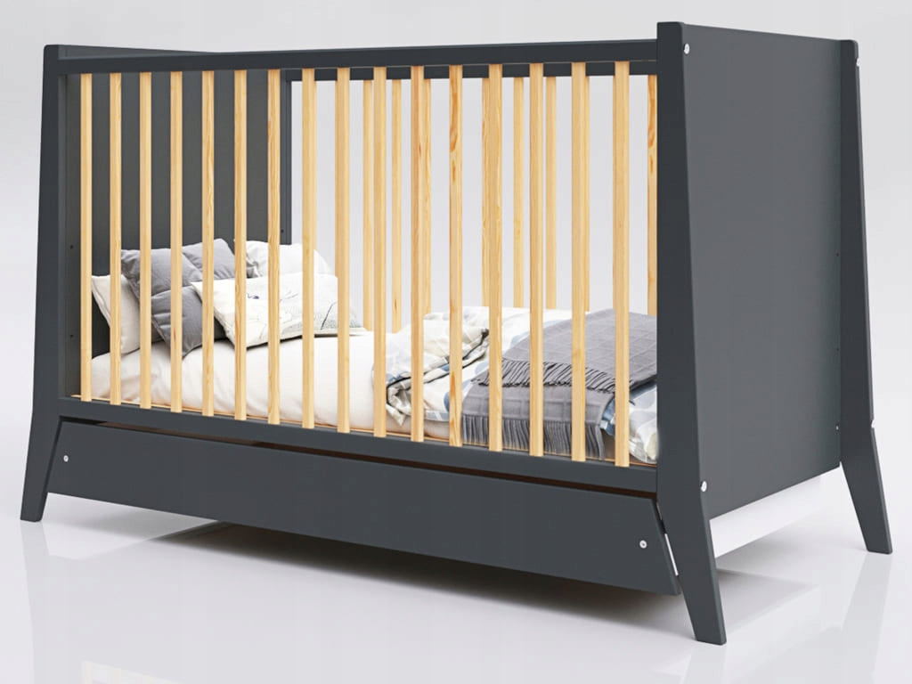 Cosmo baby cot with drawer and teethers 120x60 anthracite pine Medical device no