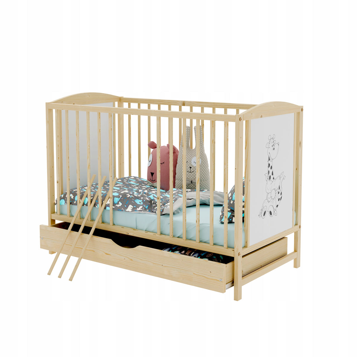 Cot FAIRY TALE drawer pine 120x60 Manufacturer code BAJKA SOSNA