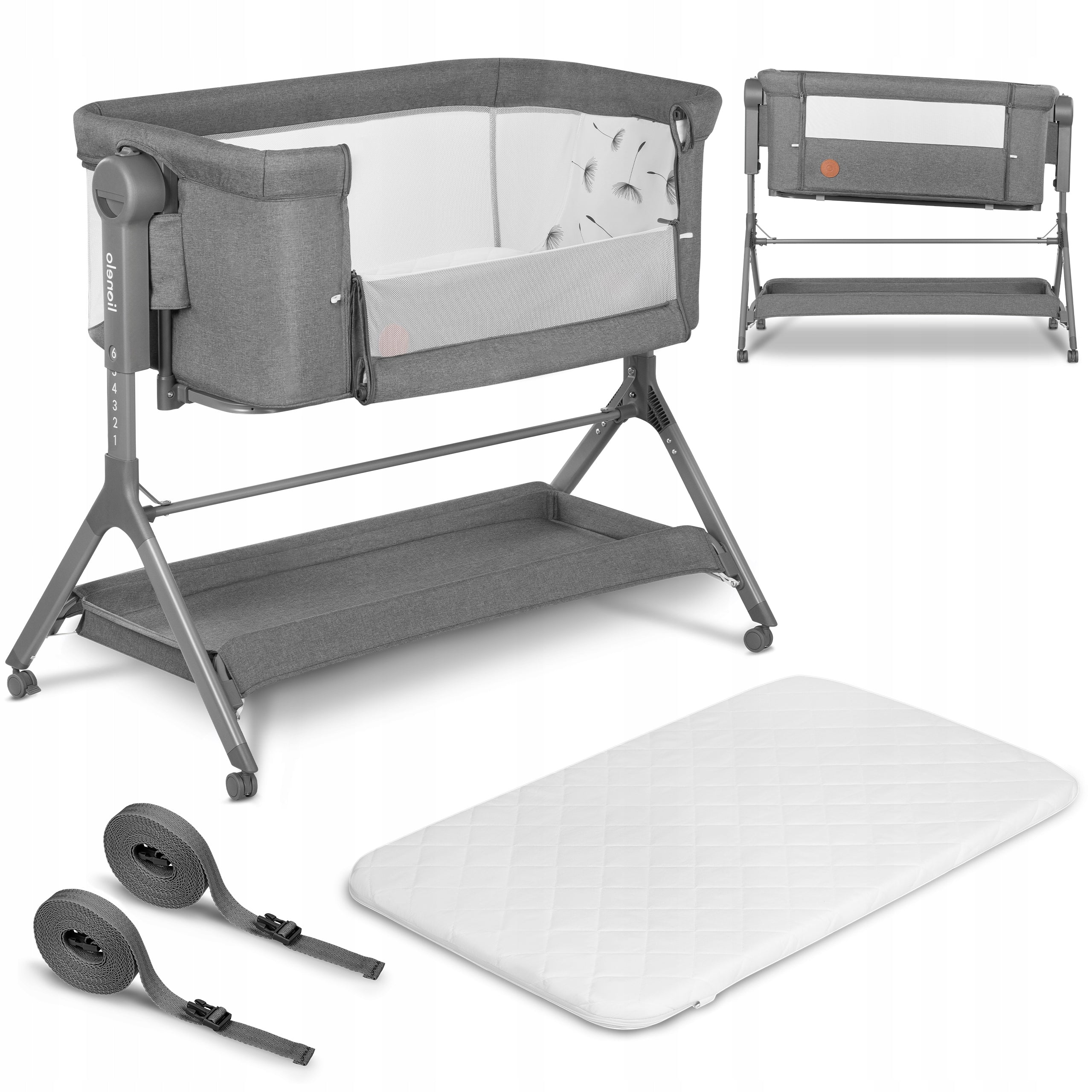 Cot Lionelo Leonie Grey Stone extra bed 3in1