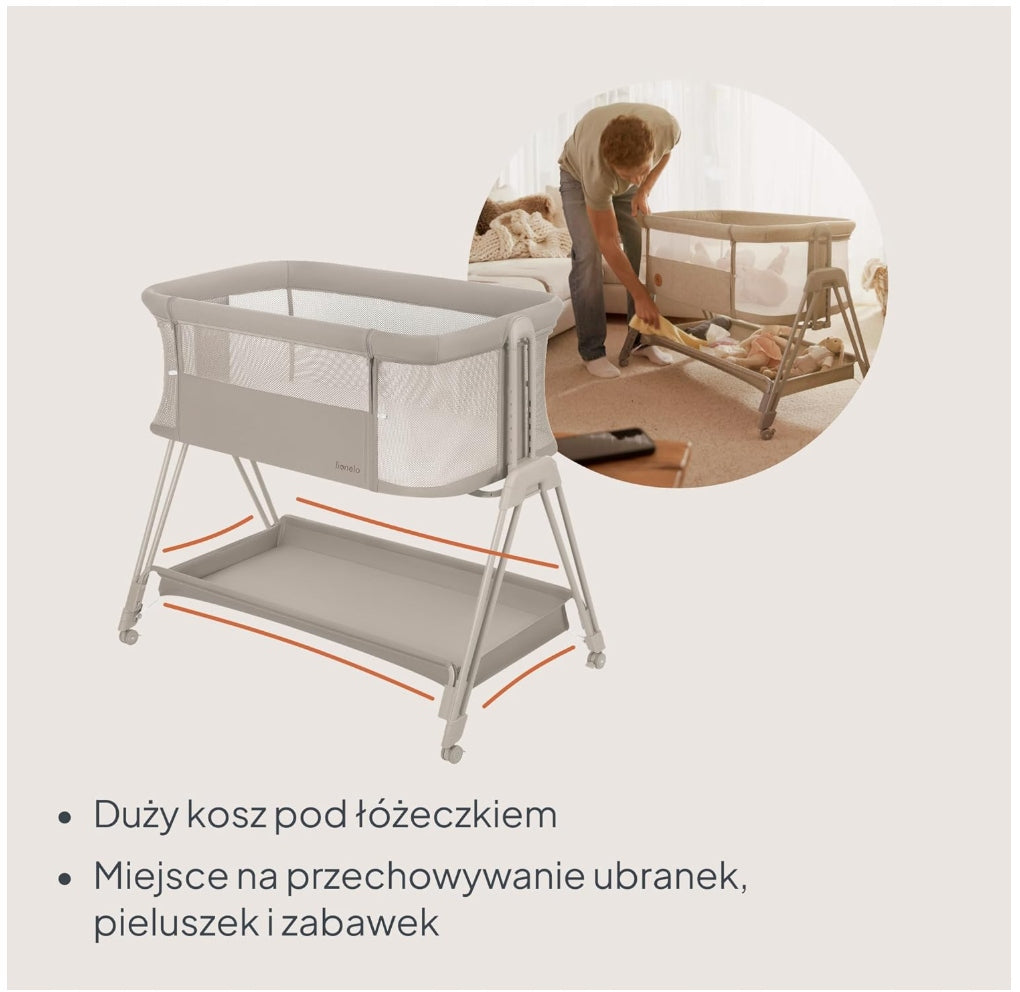 Cot Lionelo Luna with mattress height adjustment Color beige