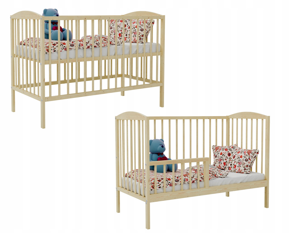 Cot OLA SOSNA b/sz couch with barrier 120x60 cm
