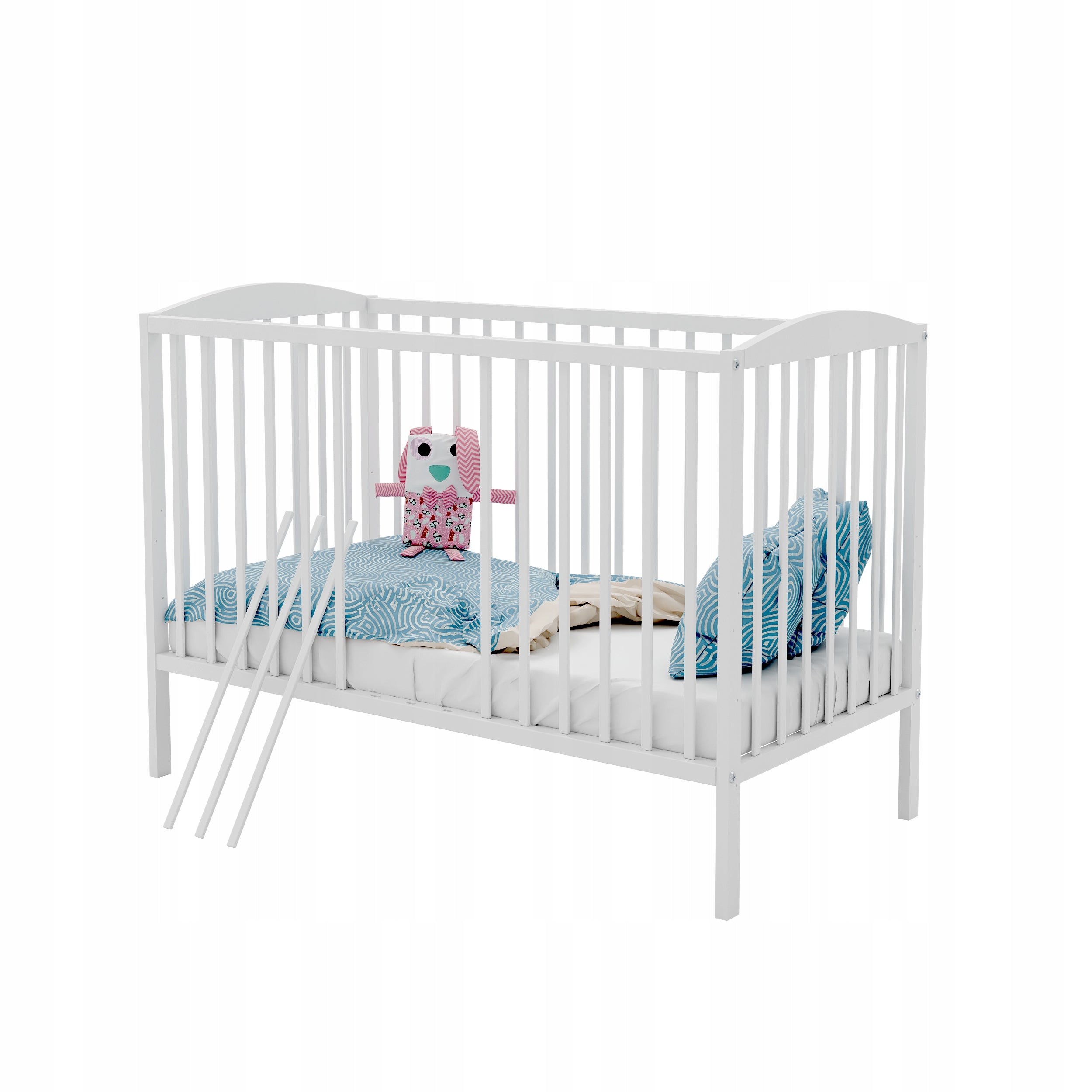 Cot OLA WHITE b/sz couch with barrier 120x60 cm Brand Bobas