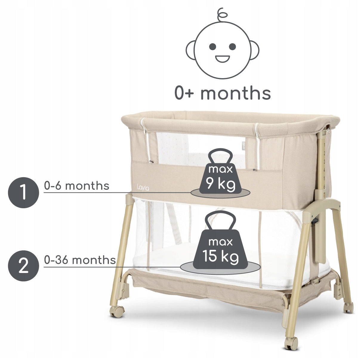 Cot Supply 2in1 for Bedroom Adjustable 0+ Lorelli Layla Manufacturer code 10080742607