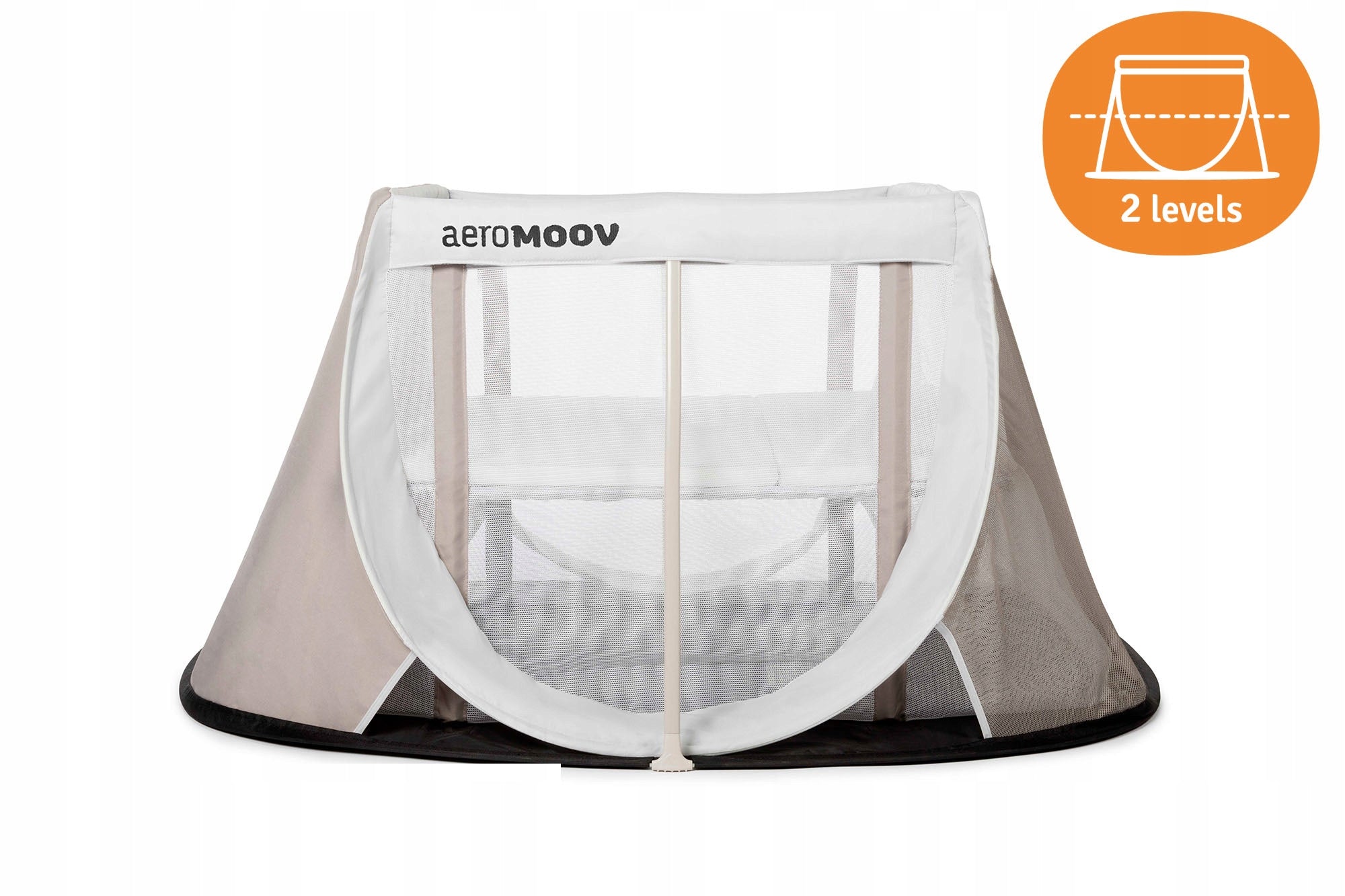 Cot for children tourist folding with mattress two-level AEROMOOV Color beige