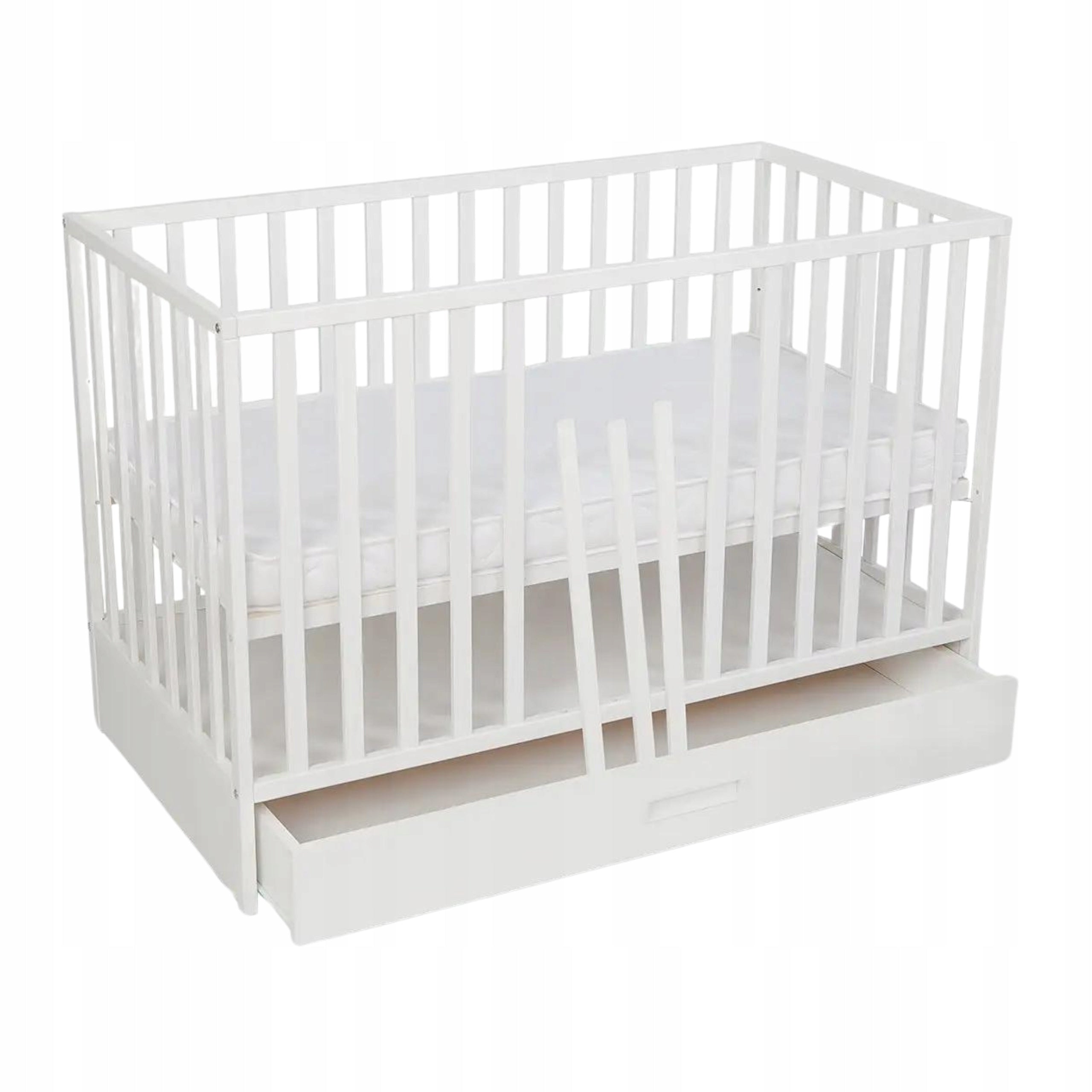 Cot on Wheels 2in1 with Drawer Wooden 120x60 cm + Tapczanik - White Medical device no