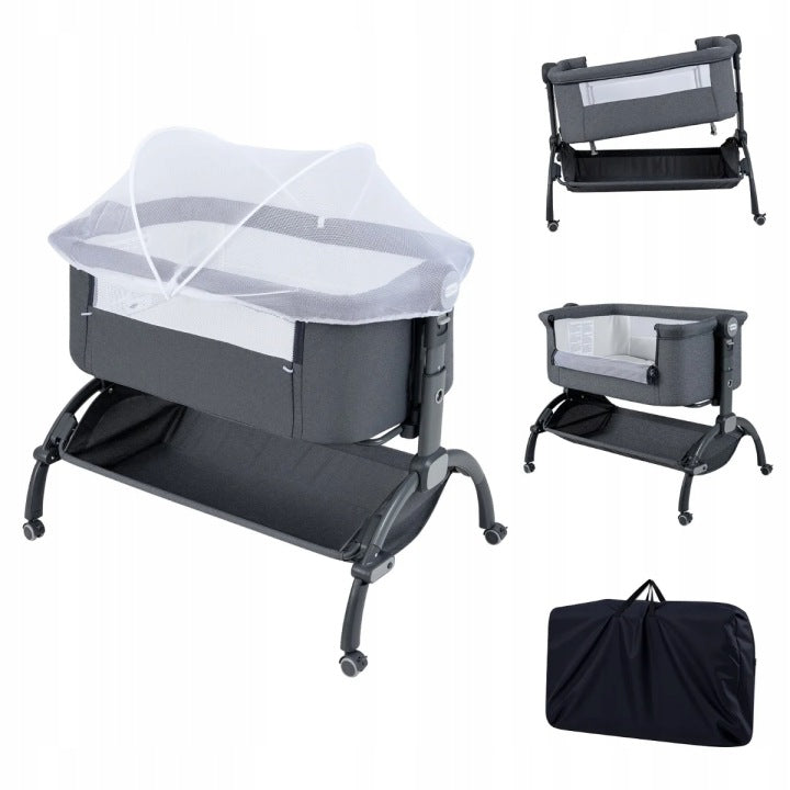 Cot travel bed children's extra bed height adjustable grey