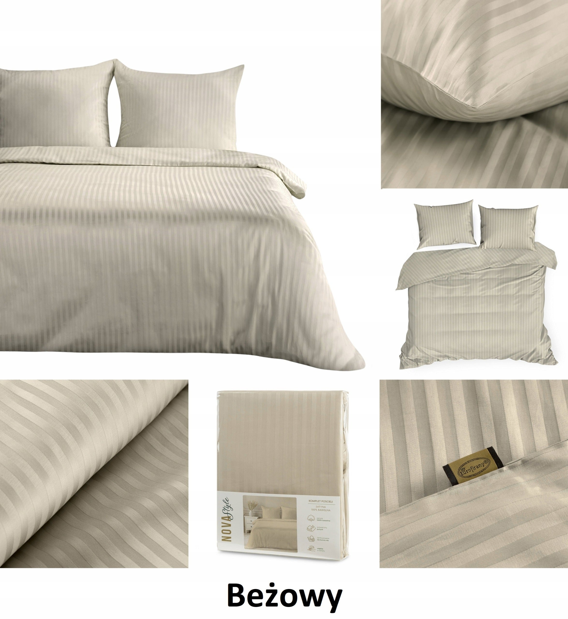 Cotton Bedding Ribbed 200x220 VERA beige Set Eurofirany Hotel Brand Eurofirany