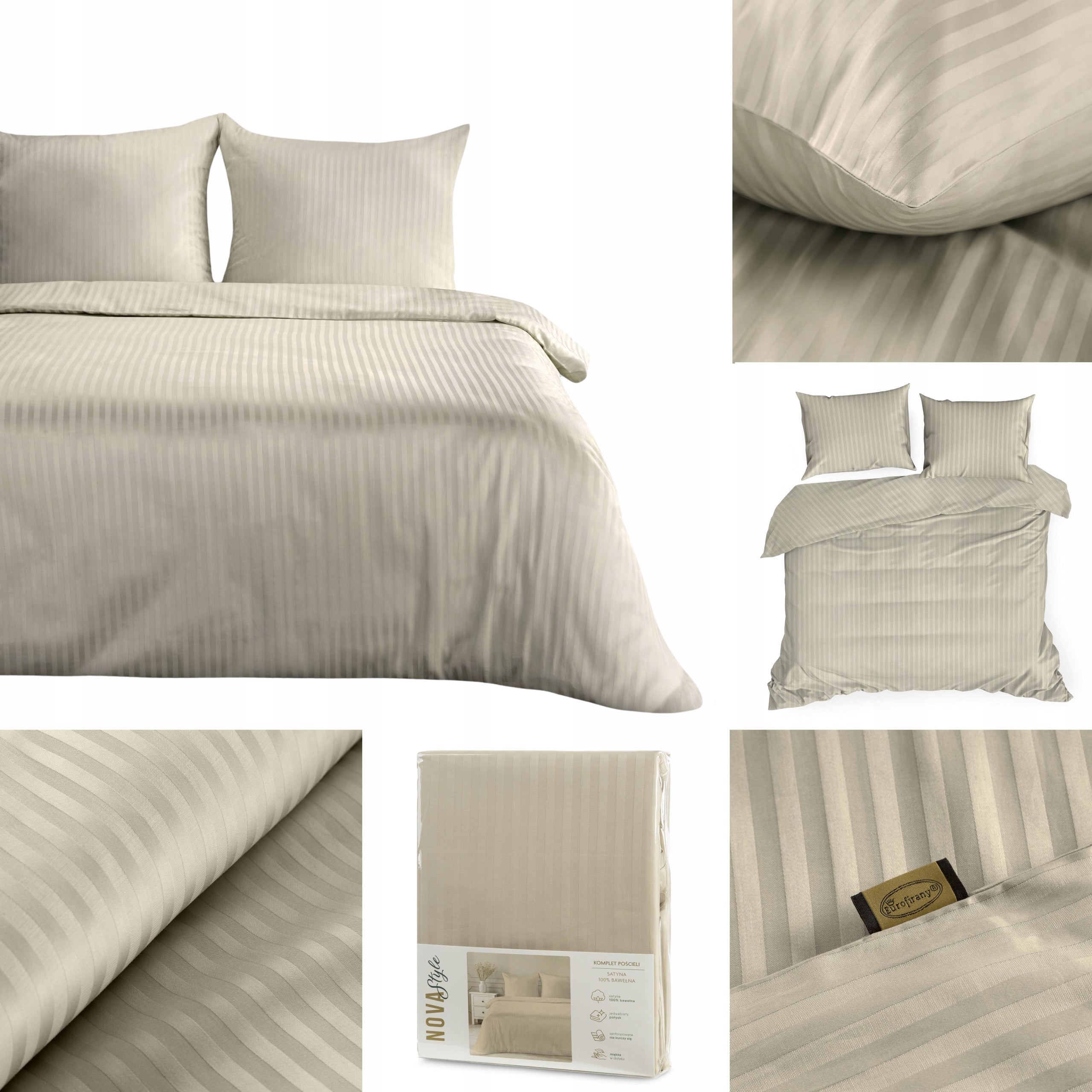 Cotton Bedding Ribbed 200x220 VERA beige Set Eurofirany Hotel
