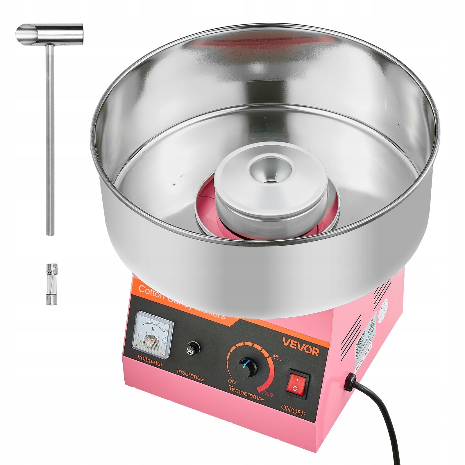 Cotton Candy Machine 1000W Commercial With Built-in Thermostat Pink Brand Vevor