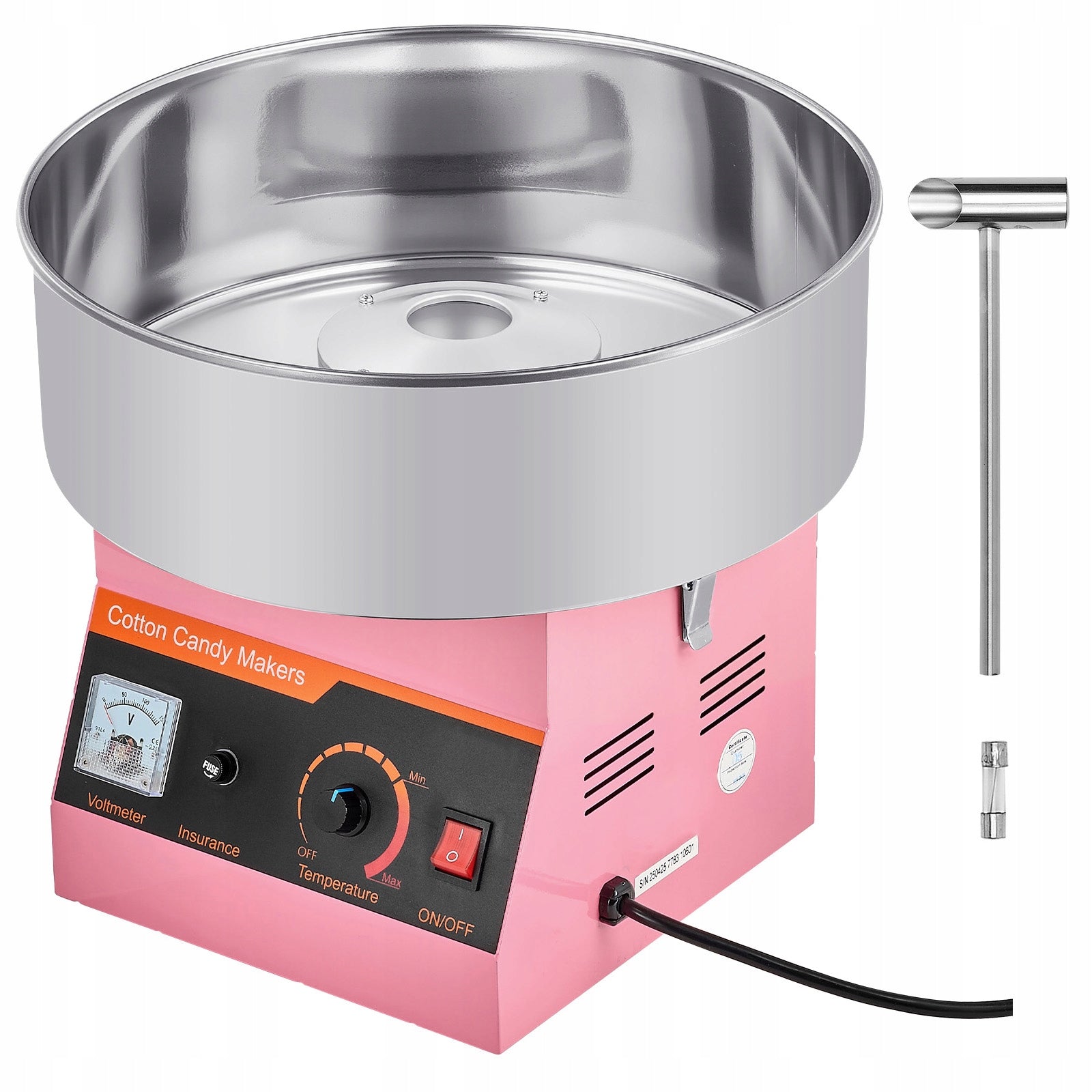 Cotton Candy Machine 1000W Commercial With Built-in Thermostat Pink