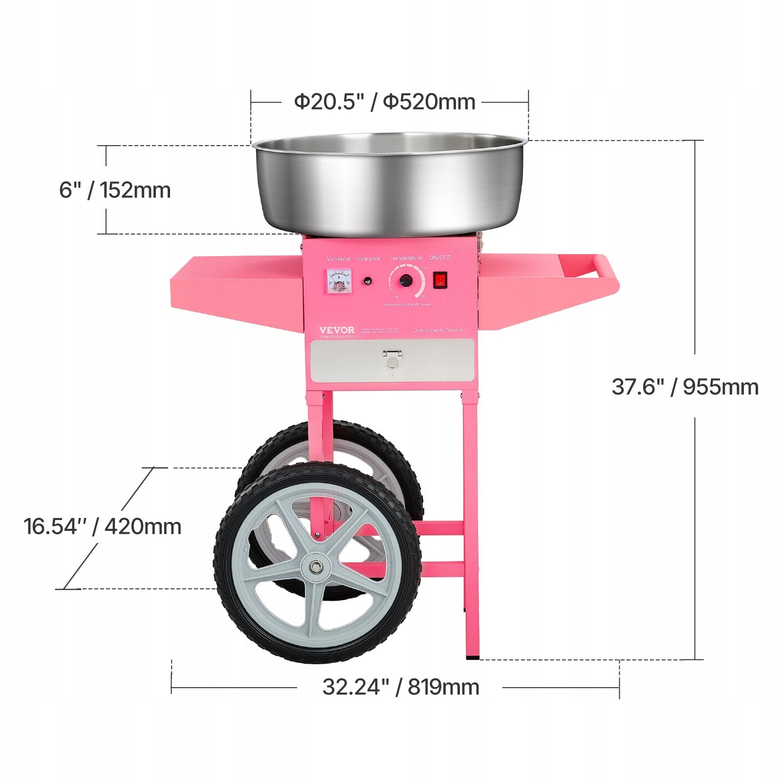 Cotton Candy Machine 1KW Electric Cotton Candy Machine With Trolley Brand Vevor