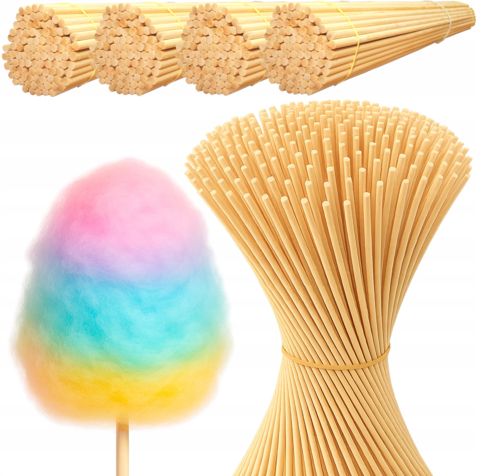 Cotton Candy Sticks 400pcs 38cm 4mm Round Bamboo Sticks For Machine