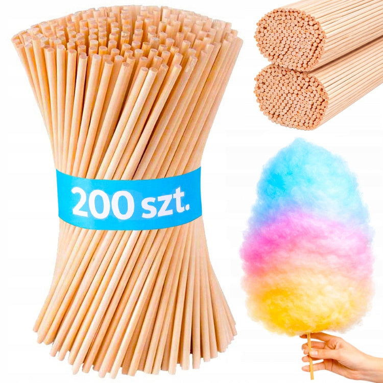 Cotton Candy Sticks BAMBOO Sticks Safe ROUND 38 cm 200 pcs