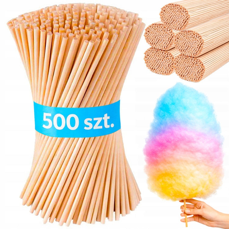 Cotton Candy Sticks BAMBOO Sticks Safe ROUND 38 cm 500 pcs