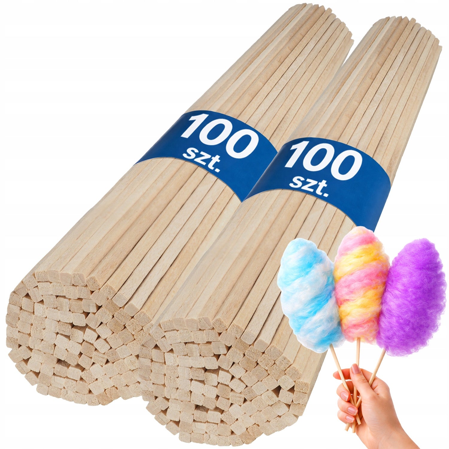 Cotton Candy Sticks BEECH SQUARE ROUGH 40 cm 200 pcs