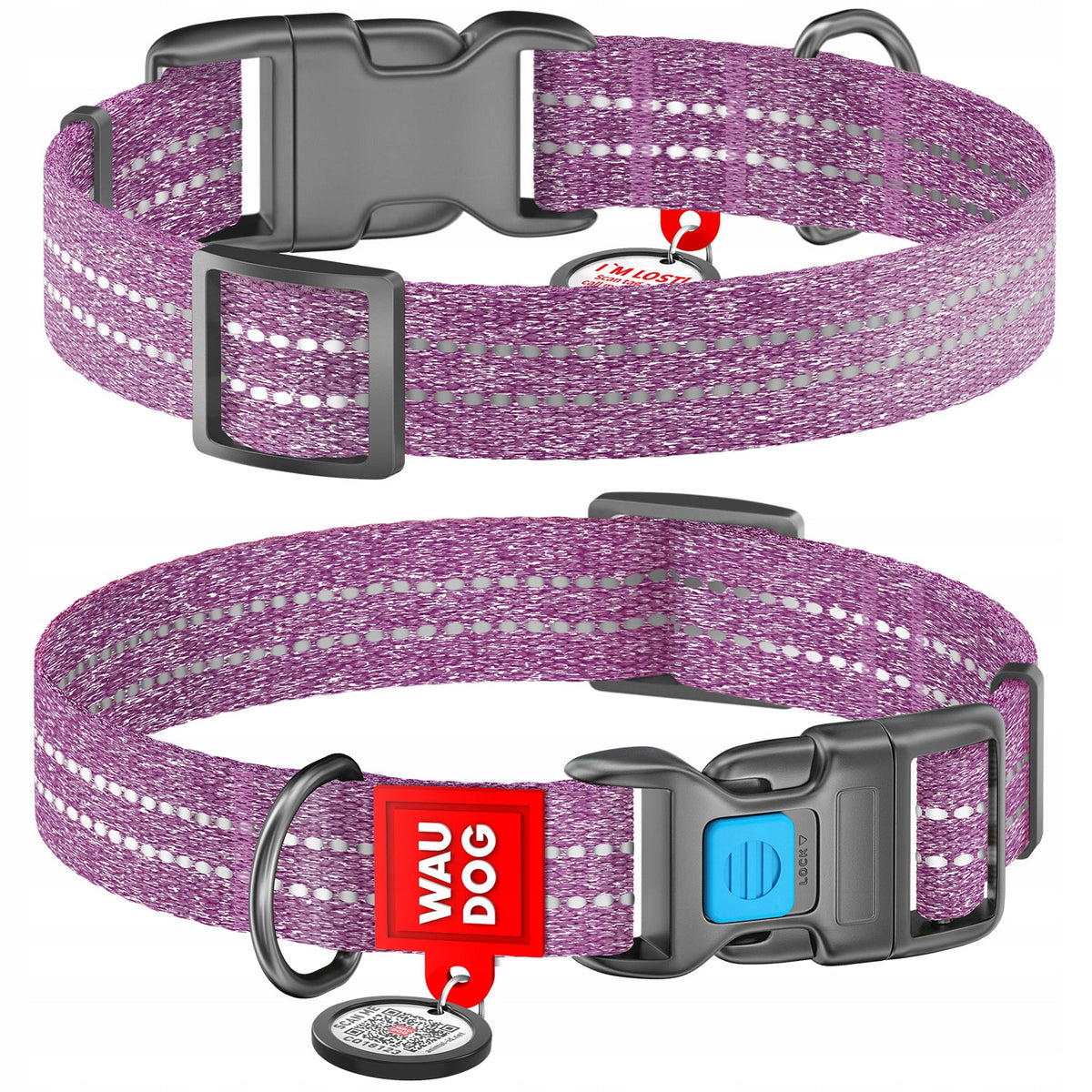 Cotton Dog Collar Purple Size M Packaging status original