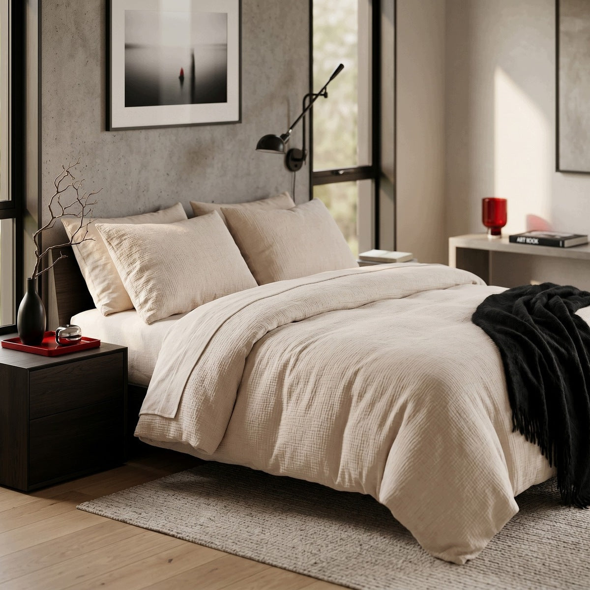 Cotton MUSLIN Bedding 140x200 SET 2cz delicate Velia beige Brand Łóżkoholicy