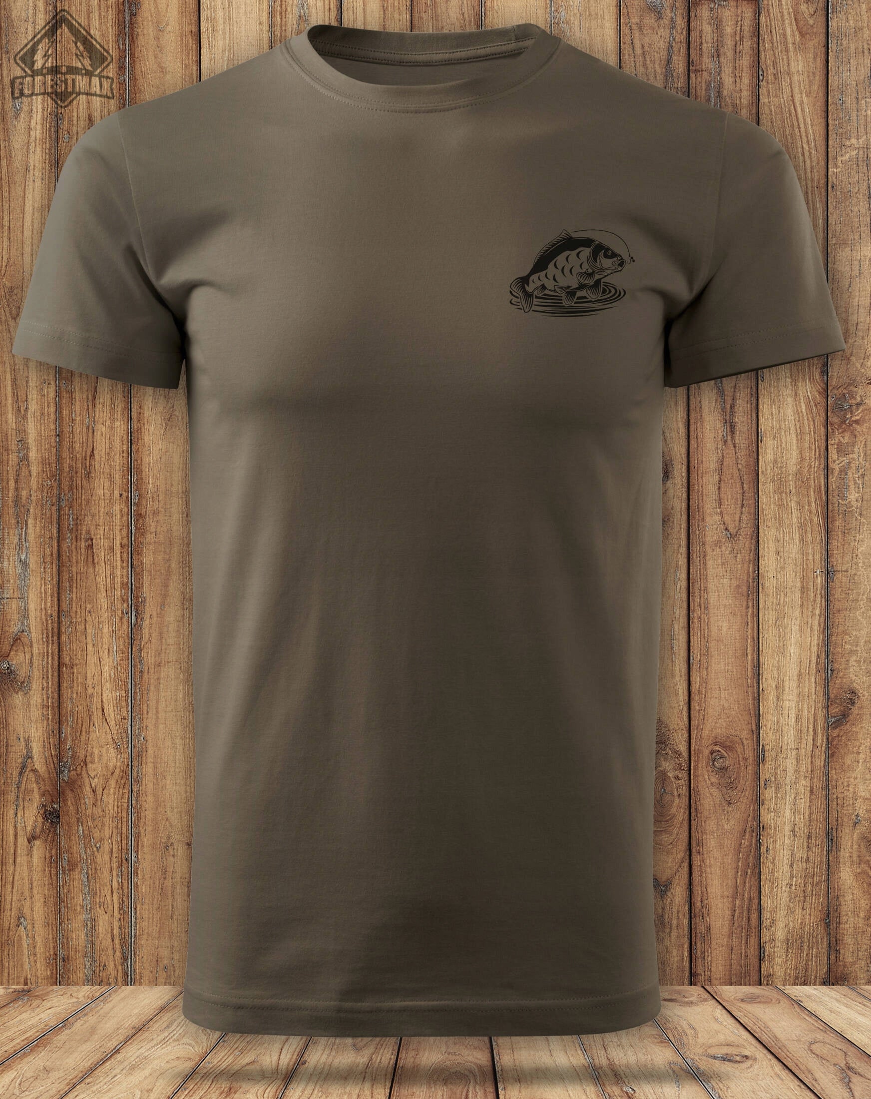 Cotton T-shirt for Fisherman 100% cotton color brown print KARP XXL Brand ForestMax