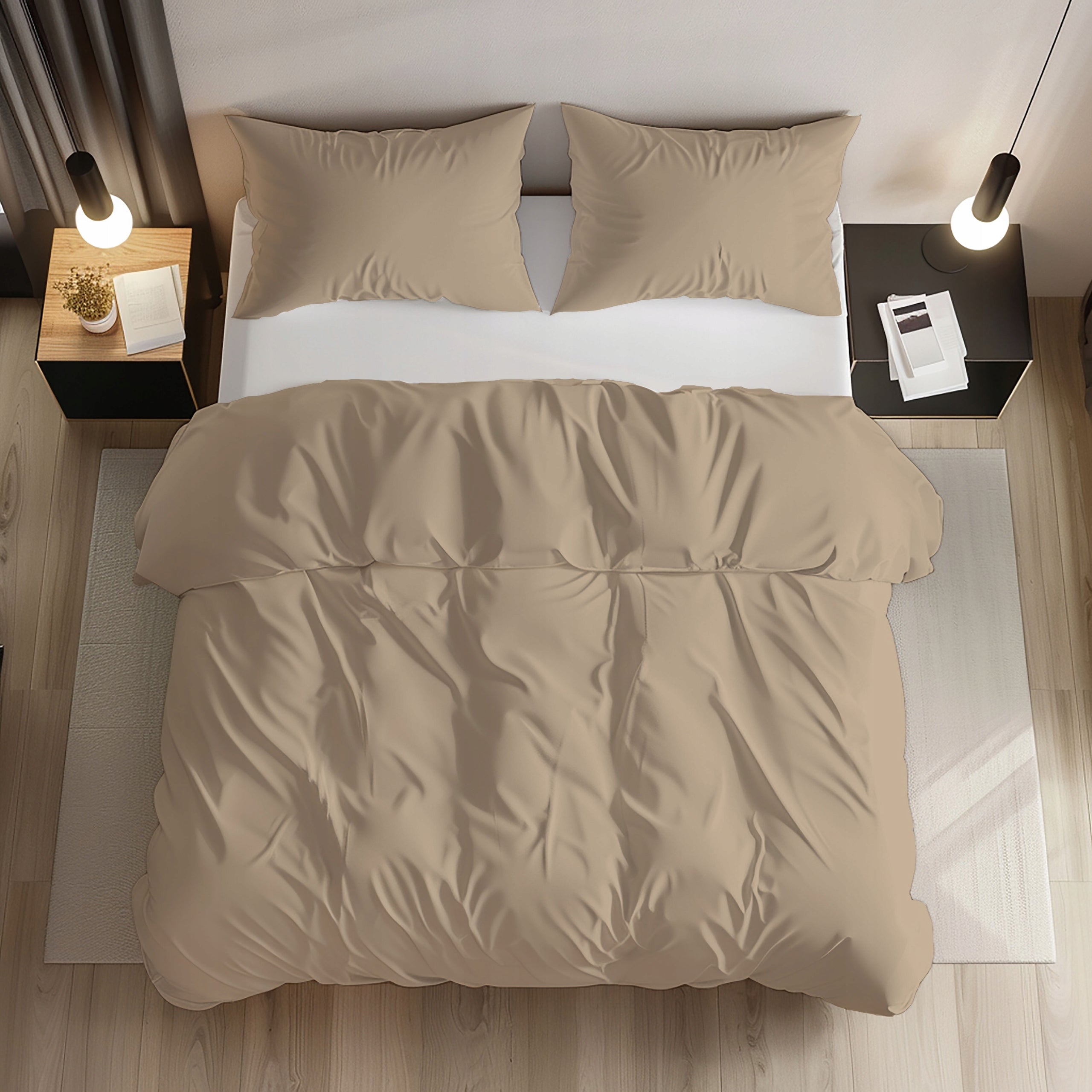 Cotton bedding 220x200 Poland PREMIUM monochromatic, plain, beige Length of comforter cover 200 cm