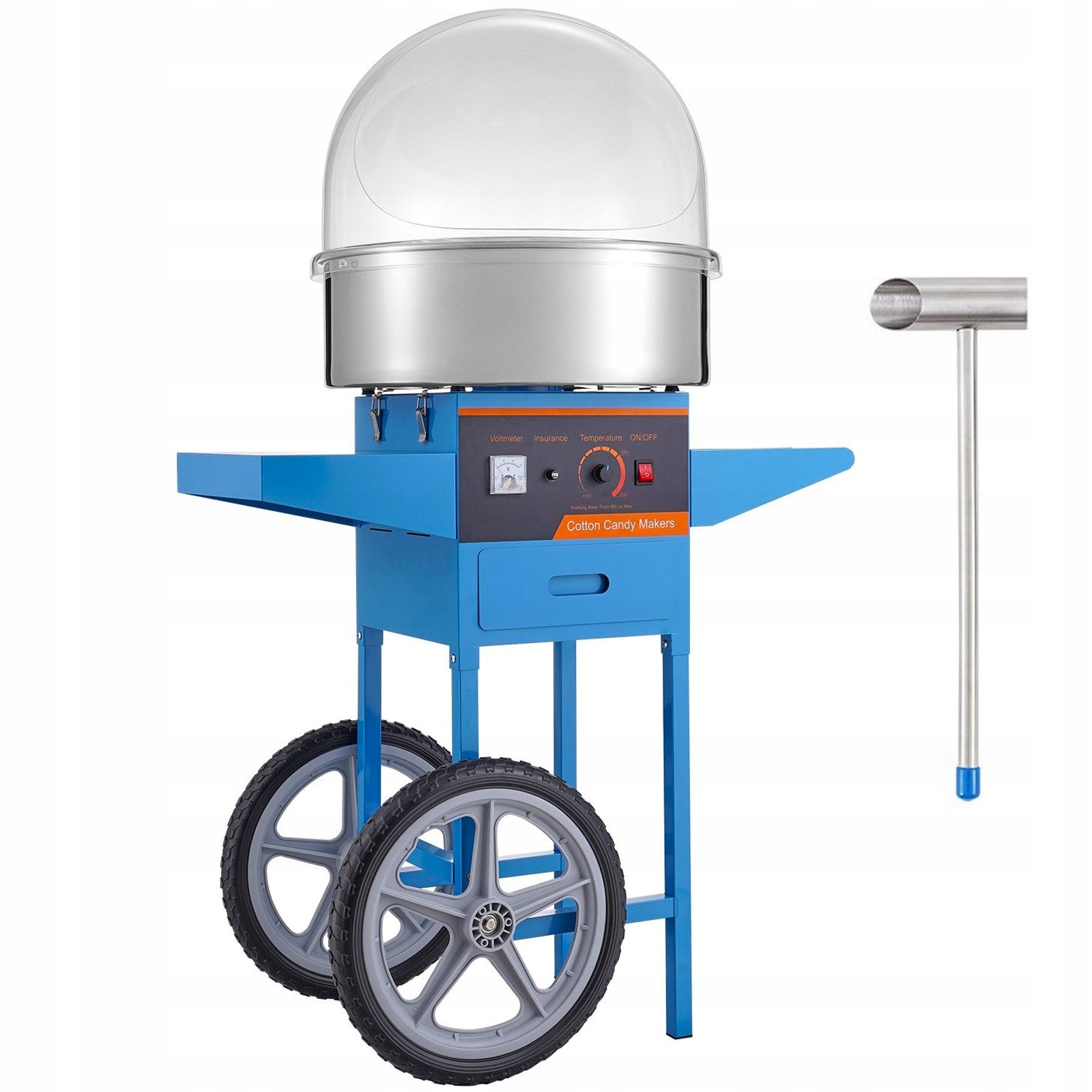 Cotton candy machine PRO 1000W Cover Trolley Reg. Temperature